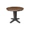 International Concepts 36 in. Solid Wood Round Extension Dining Table with 2 Dining Chairs in Hickory/Washed Coal K45-36RXT-23B-C617-2 - alternate 2